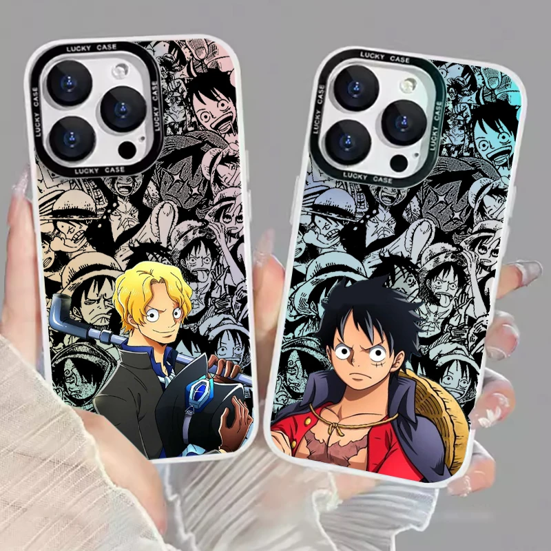 Luxury One Piece Luffy Zoro Phone Case For Apple iPhone 15 14 13 12 11 XS XR X Pro MAX 8 7 Plus Laser Gradient Soft Cover