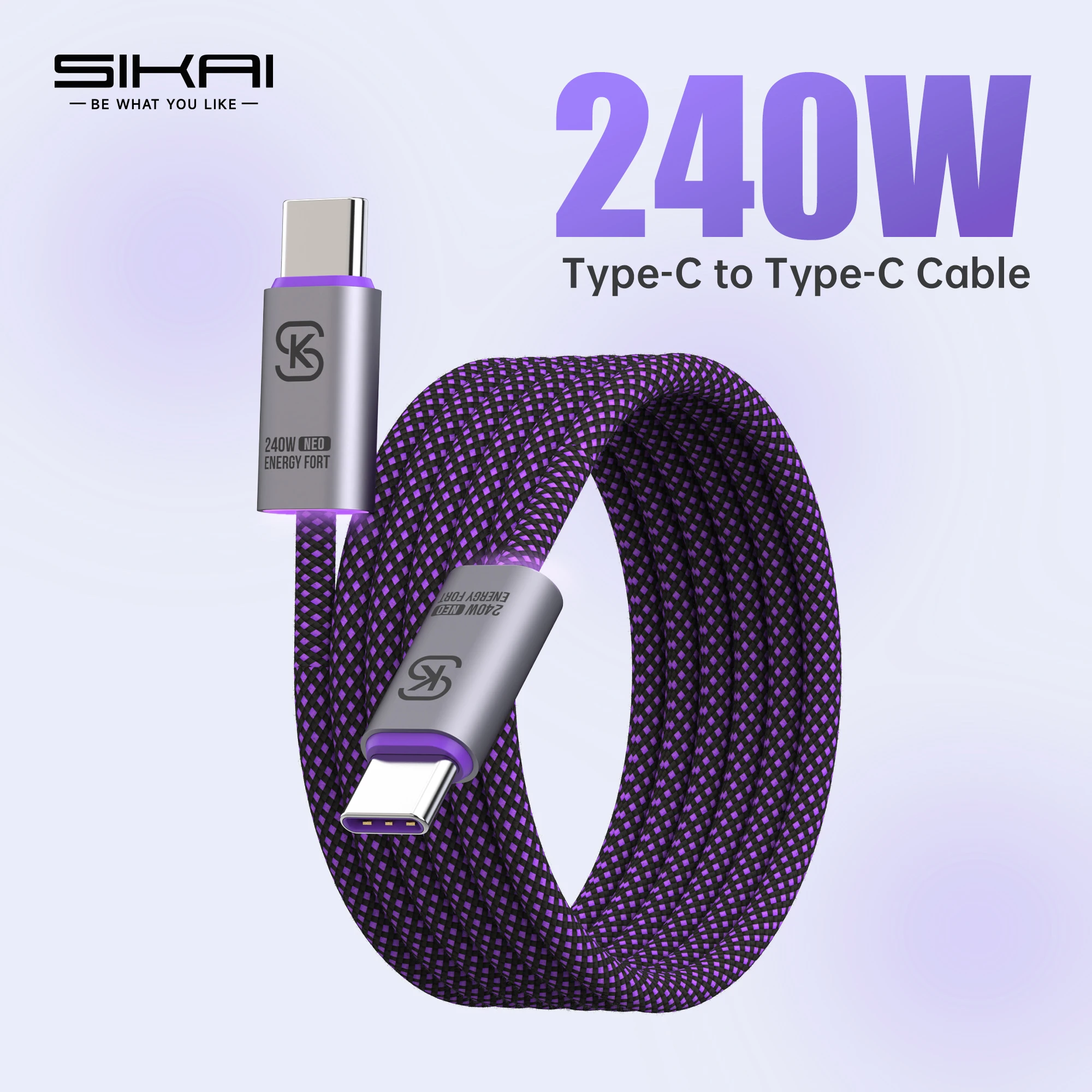 Cable USB C a USB C de 240W, Cable de Carga Rápida Tipo C, Cable USBC Trenzado para iPhone 17, Samsung S25, Laptop, MacBook, Switch