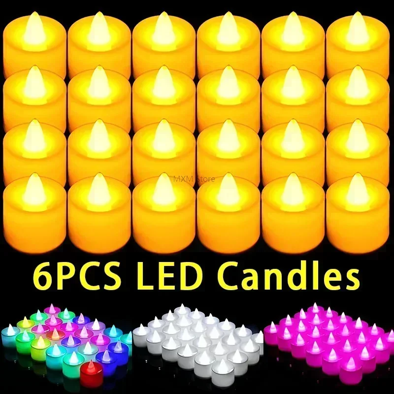 6/1 Sticks Led Candles With Batteries Color Battery Drive Tea Light Fake Candle Lights Wedding Birthday the Party Household