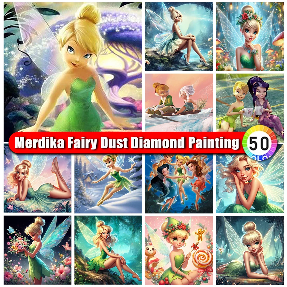 Picture Size Fairy Dust Diamond Painting Disney Tinker Bell Cross Stitch Kit Cartoon Full Diamond Embroidery Mosaic Home Decor