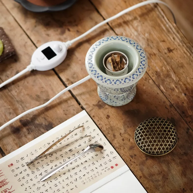 520℃ High‑Temp Ceramic Enamel Electric Incense Burner Adjustable Temperature Timing Aroma Furnace for Resin  Powder Incense