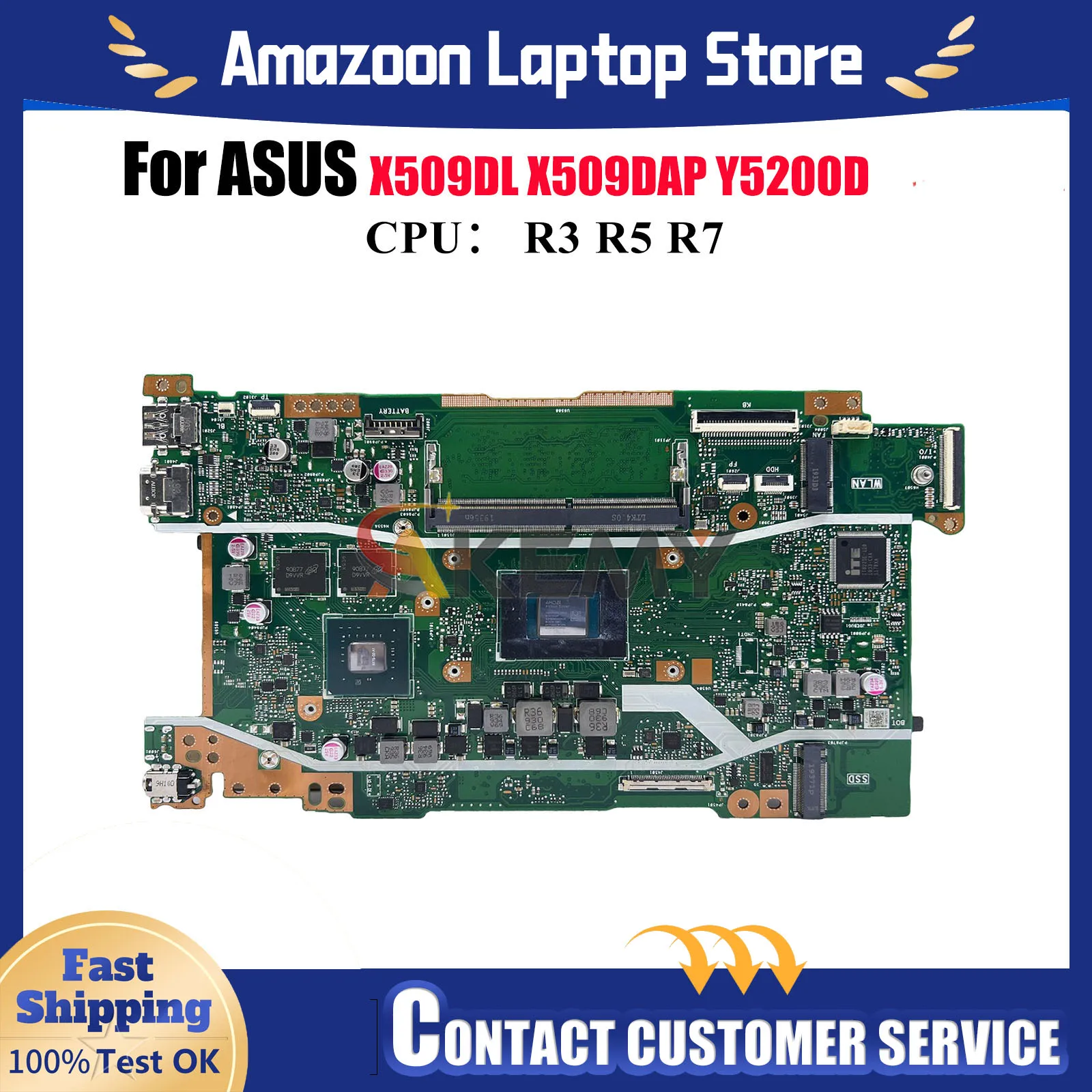 

X509DJ Laptop Motherboard For ASUS X509DL X509DAP Y5200D D409D P1510CDA FL8700DA D509D M509D X509D M409D Mainboard R3 R5 R7 CPU