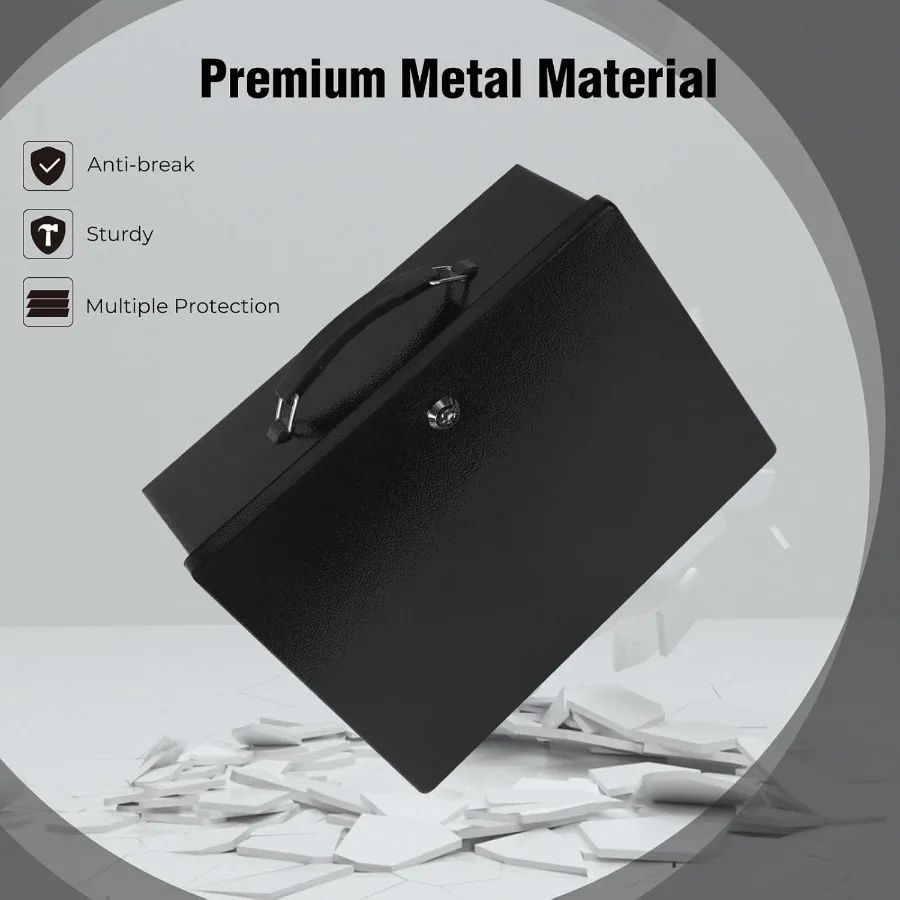 Caja de seguridad grande resistente al fuego con cerradura de llave para el hogar y los viajes Caja de cerradura ignífuga portátil diseñada para almacenar con seguridad Personal I