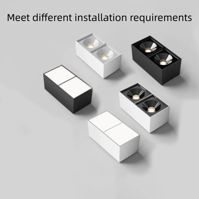 Open-installed COB double-headed square spotlight, downlight, gut lamp, hole-free, household living room, bedroom, no main light