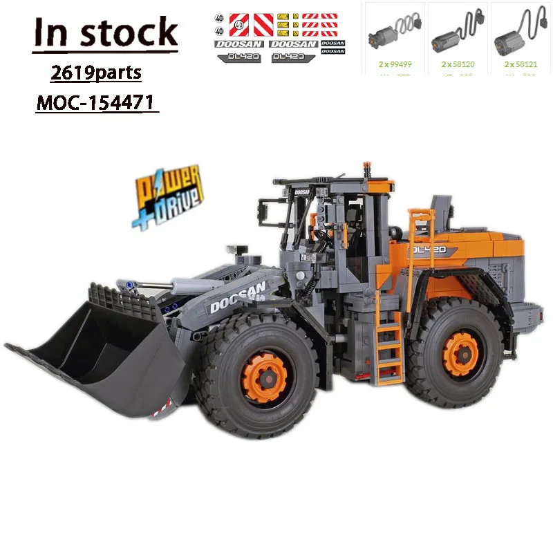 MOC-154471 Electric Doosan DL420-7 Wheel Loader 1:17 Splicing Assembly Building Blocks • 2619 Parts Adult Kids Birthday Toy Gift