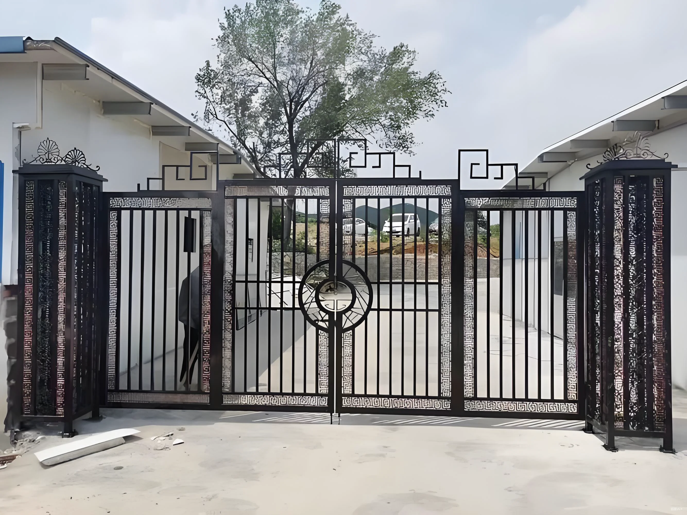 Customization European Style Modern Galvanized Steel Courtyard Gate Metal Villa Exterior Wall Anti-theft Gate with 3D Modeling