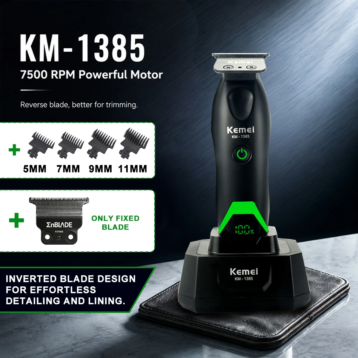 kemei-男性用トリマー-5w-ドック付き-led-ディスプレイ付き-プロ仕様仕上げ機