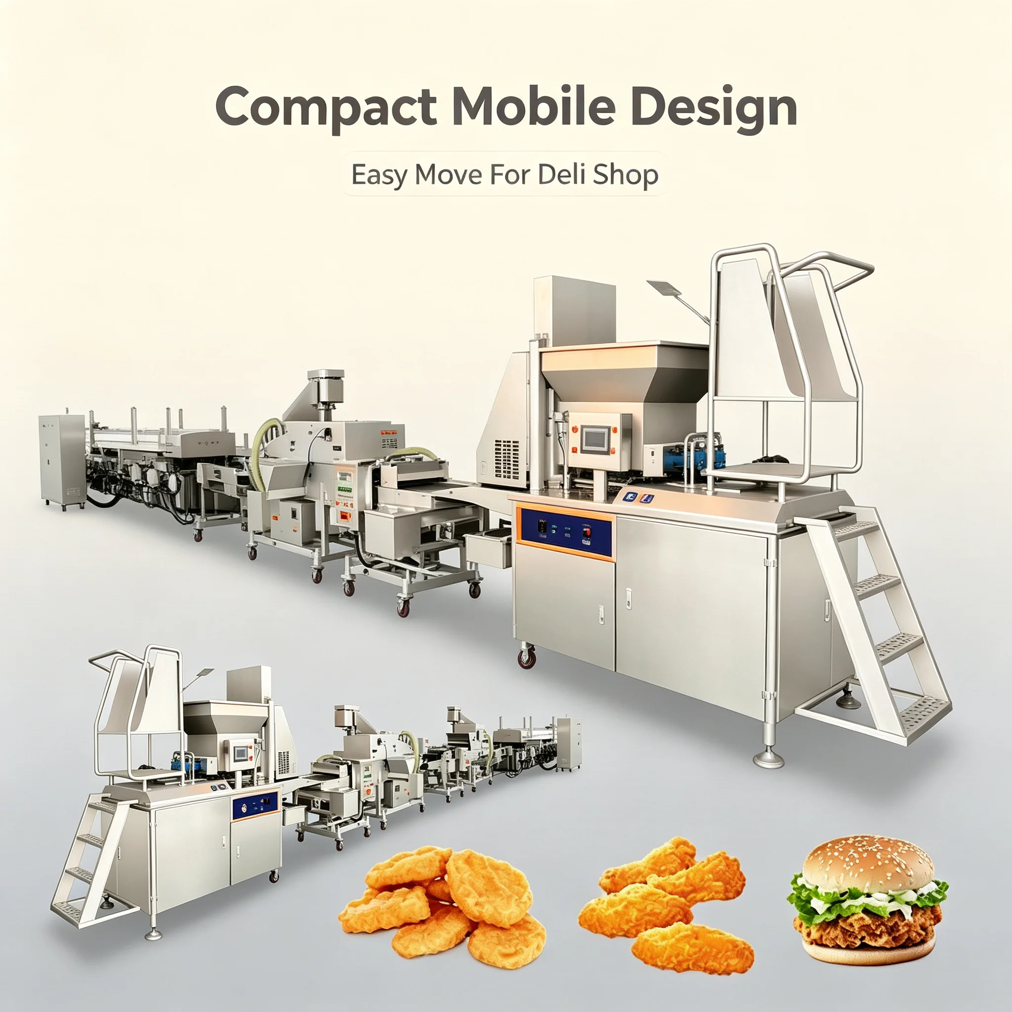 Compact Modular Processing Gear for Chicken Nugget & Hamburger Patty Limited‑space Food Business Site