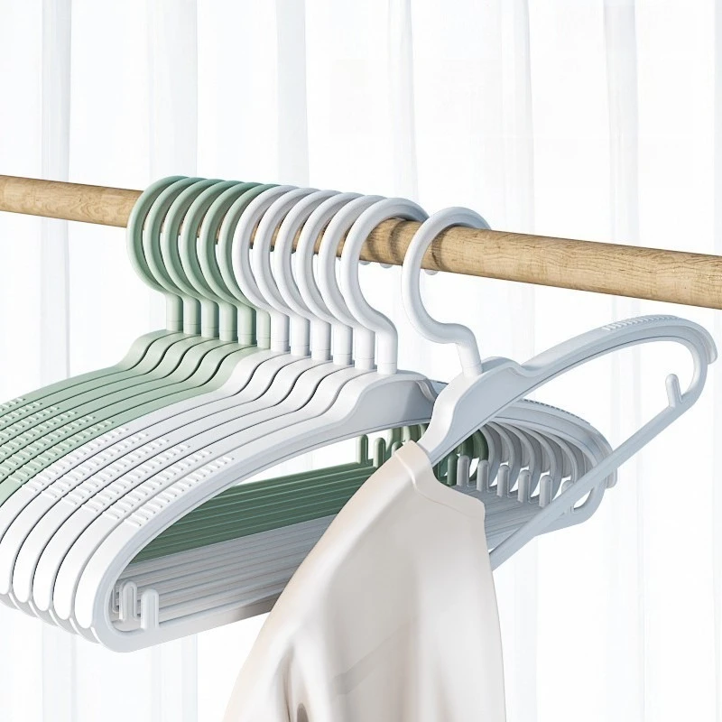 10PCS Windproof Non Slip Plastic Clothes Hangers Seamless Anti Shoulder Angle Garment Hanger Wardrobe Closet Storage Rack