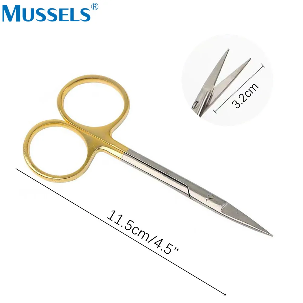 Surgical Scissors Stainless Steel Dental Hemostatic Forceps Medical Ophthalmic Scissors Plier Straight Curved Oral Surgery Tool