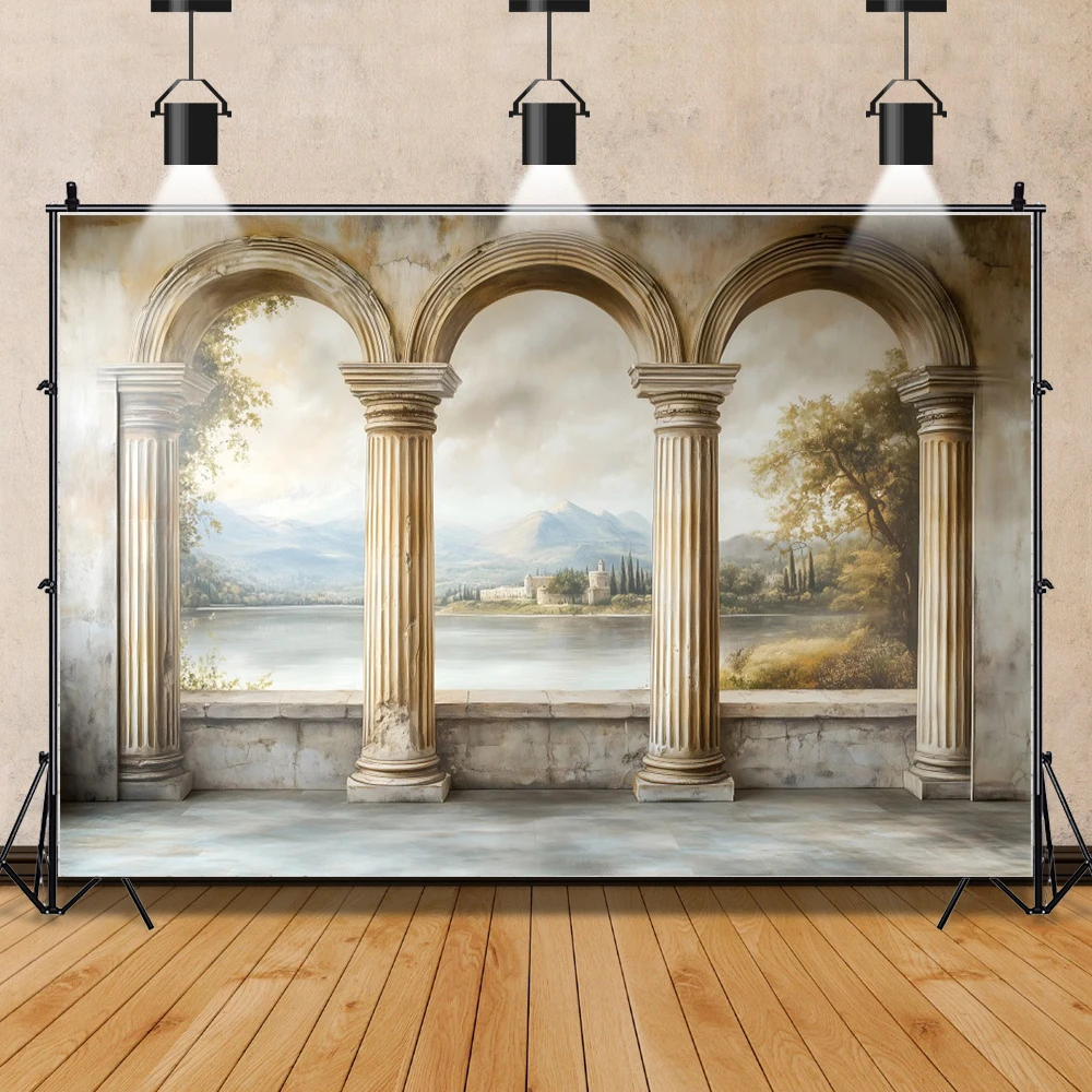 خلفية تصوير مشهد جدار القصر ، العمارة الرومانية العتيقة ، ملصق ديكور حفلة عيد الميلاد ، خلفية تصوير ضوئي