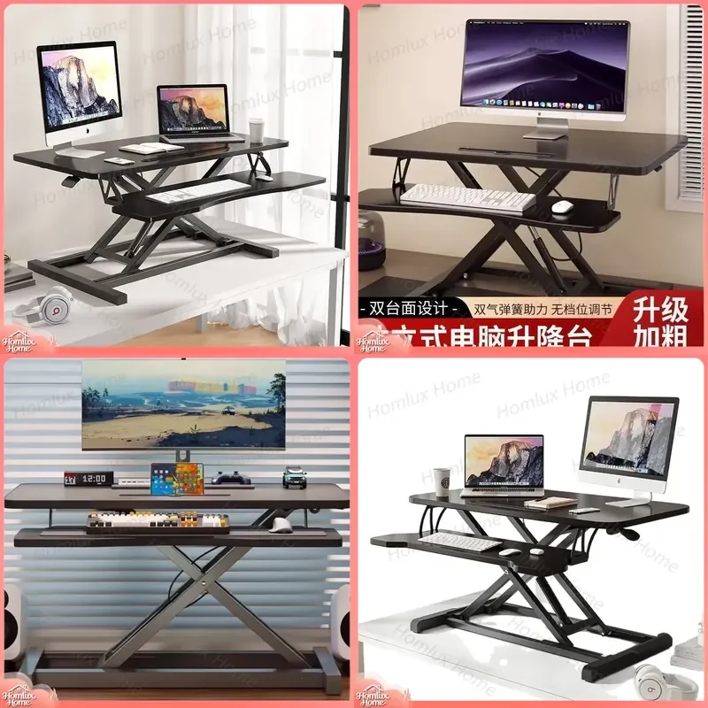 Double Desktop Workbench Lifting Table for Computer Standing Desk Folding Height Adjustable Sit Stand Office Table