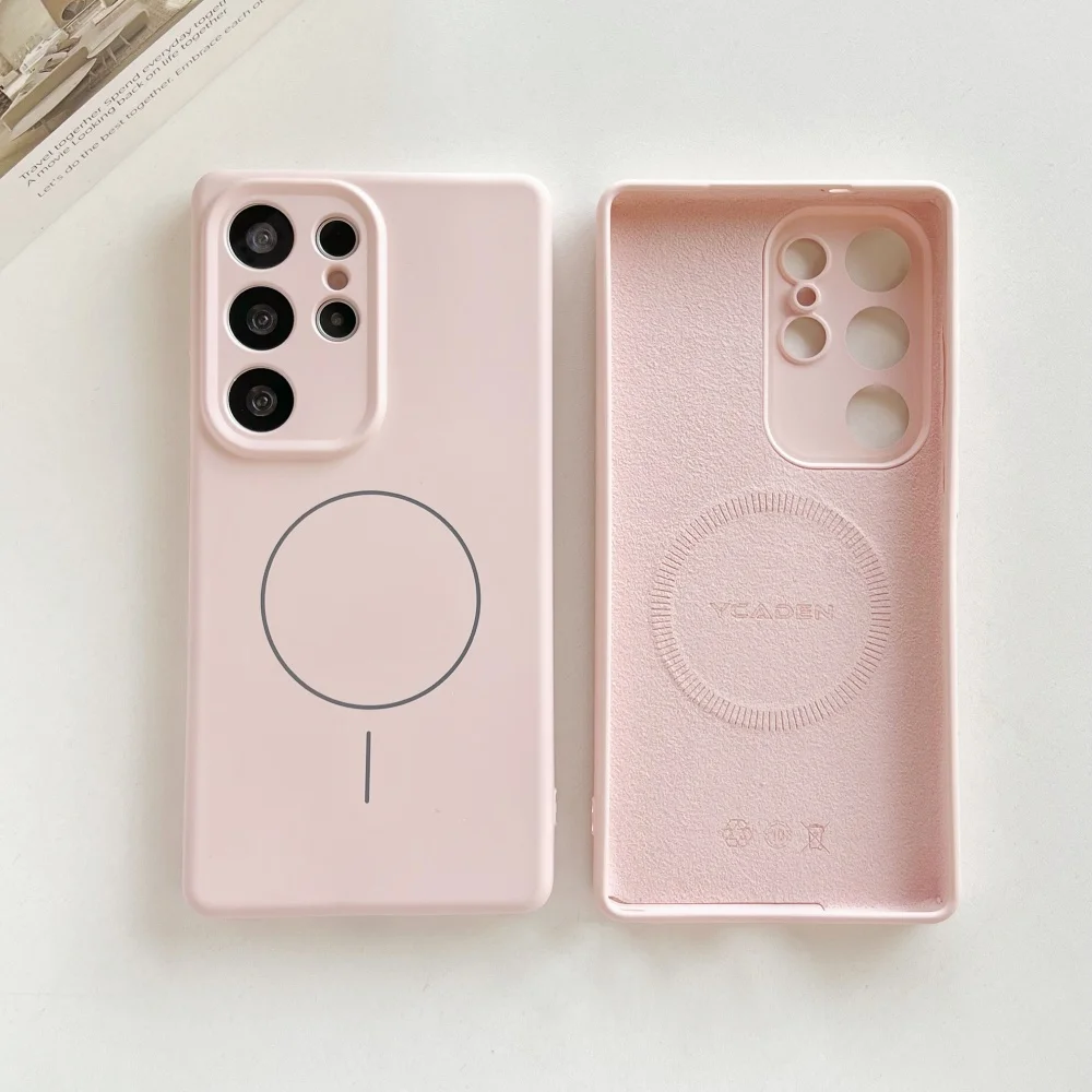 Luxury Silicone Soft for Magsafe Phone Case for Samsung S26 Ultra S25 S24 S23 S22 Plus Magnetic Wireless Charge Protective Cover