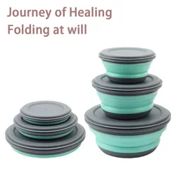 3Pcs/Set Bowl Sets Silicone Folding Lunch Box Folding Bowl Portable Silicone Folding Bowl Kitchen Outdoor Camping Tableware