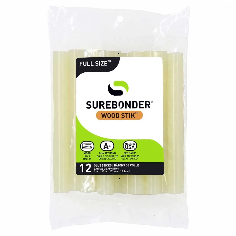 

Surebonder WS12 Full Size Hot Glue Sticks for Woodworking High gth Fast Bonding Hot Glue for Wood Craft and DIY Projects 12 Pac