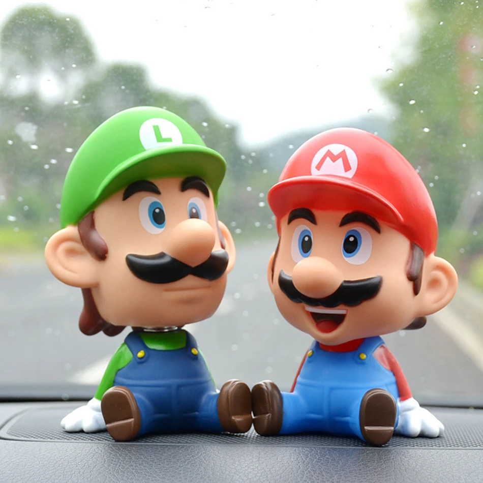 Figuras de acción de Super Marios de PVC de 10cm, decoraciones, periféricos de animé, modelo para sacudir tu cabeza, adornos para coche, colección de juguetes, regalos