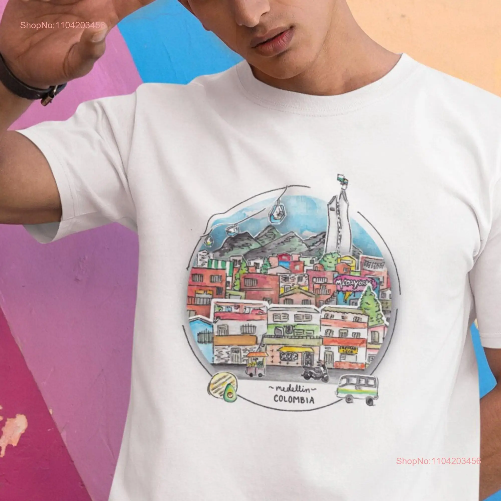 Medellin Colombia Watercolor T Shirt Coltejer Comuna Medayork Arepa Group Trip Original Artwork Streetwear