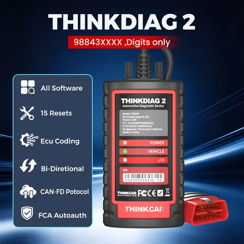 THINKCAR Thinkdiag 2 OBD2 Scanner Support CAN FD Protocols Fit For GM Car Brands Free Full Softwares 16 Reset Functions ECU Code