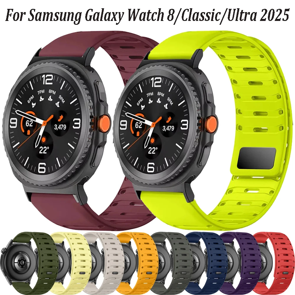 Magnetisches Silikonarmband für Samsung Galaxy Watch 8/Classic 44/40 mm 46 mm, sportliches, bequemes Armband Galaxy Watch Ultra 2025 47 mm