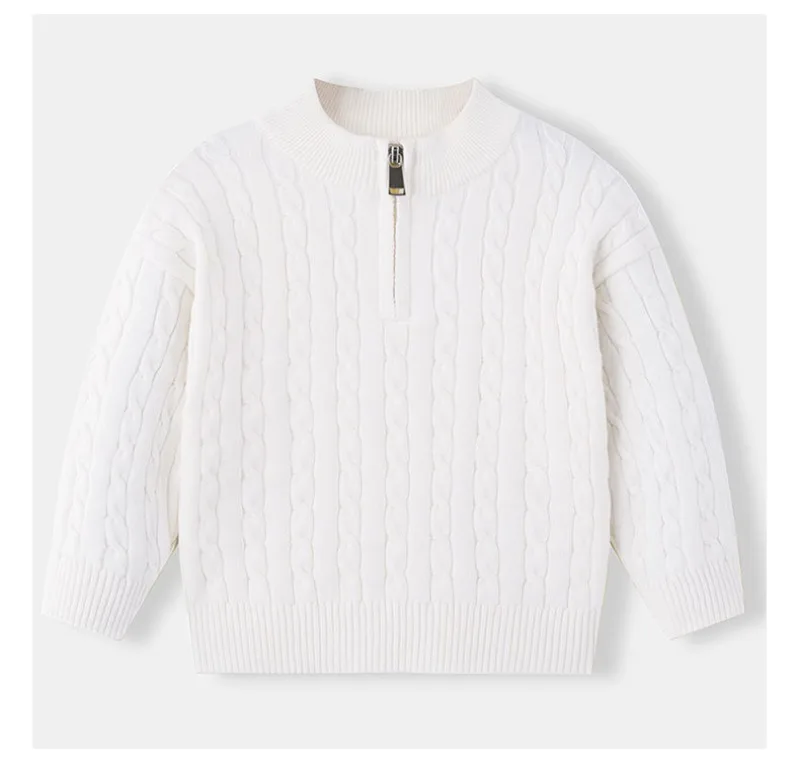 UNITIM Herbst 2-12 Jahre Kinder Jungen Pullover mit Stehkragen, Kinder Jungen Zopfmuster Pullover, einfache Langarm-Oberteile für Kleinkinder und Babys – Detail 23