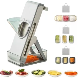 Slicer 5 in 1 Multifunctional Vegetable Cutter Adjustable Safe Blades Grater Kitchen Bar Tools Can be sliced shredded and cubed