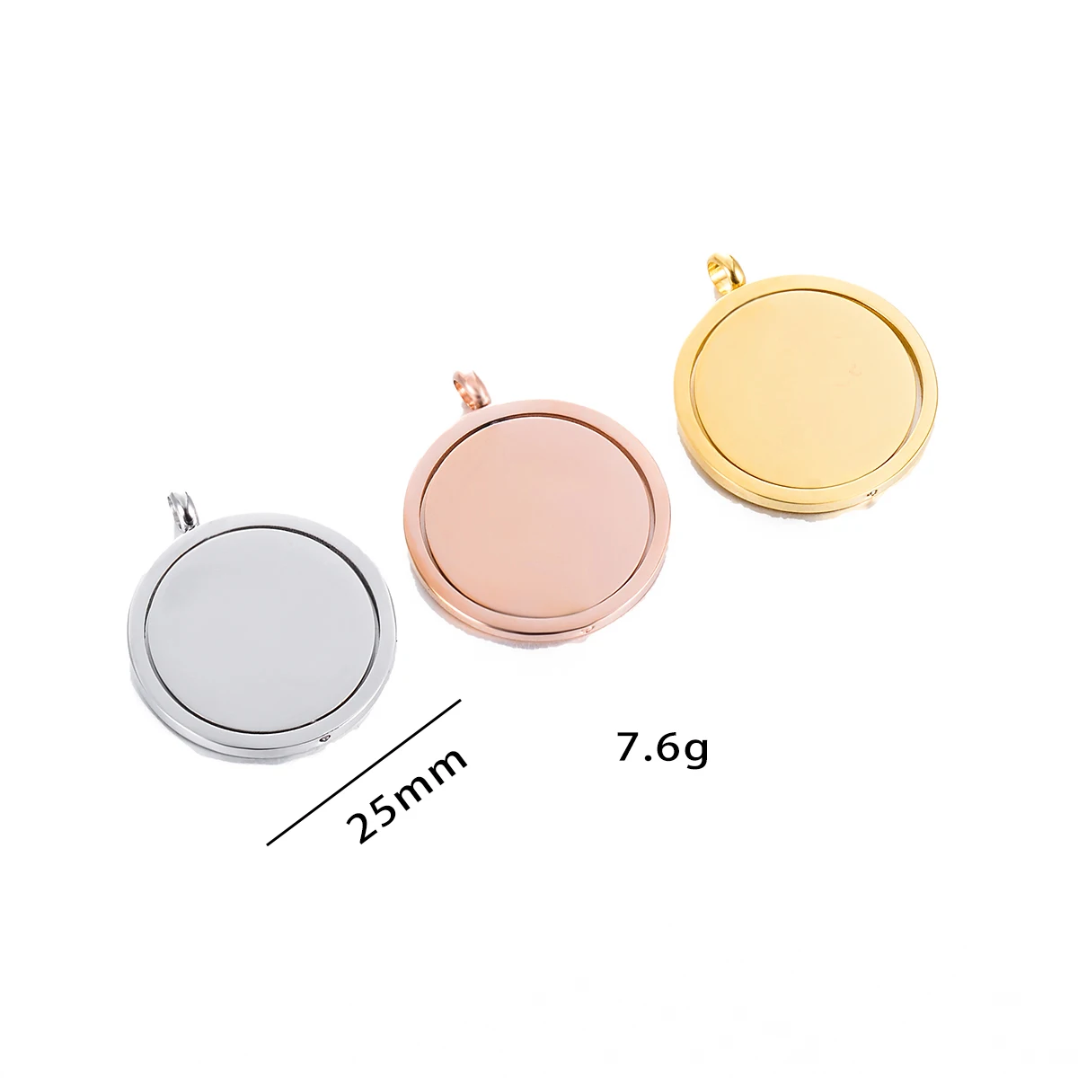 3pcs Customized Rotatable Round Necklaces for Women Men Waterproof Stainless Steel Metal ID Tag Pendant Collar Gifts