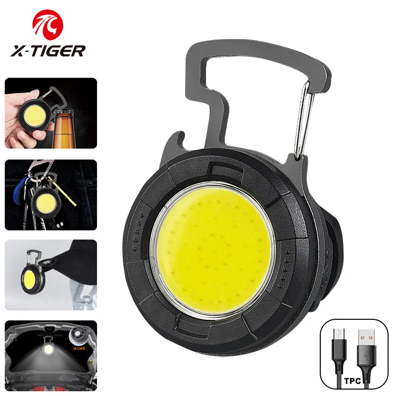 

X-TIGER Multifunctional Camping Light Glare COB Keychain Light USB Charging Emergency Lamps Magnetic Outdoor Repair Work Light