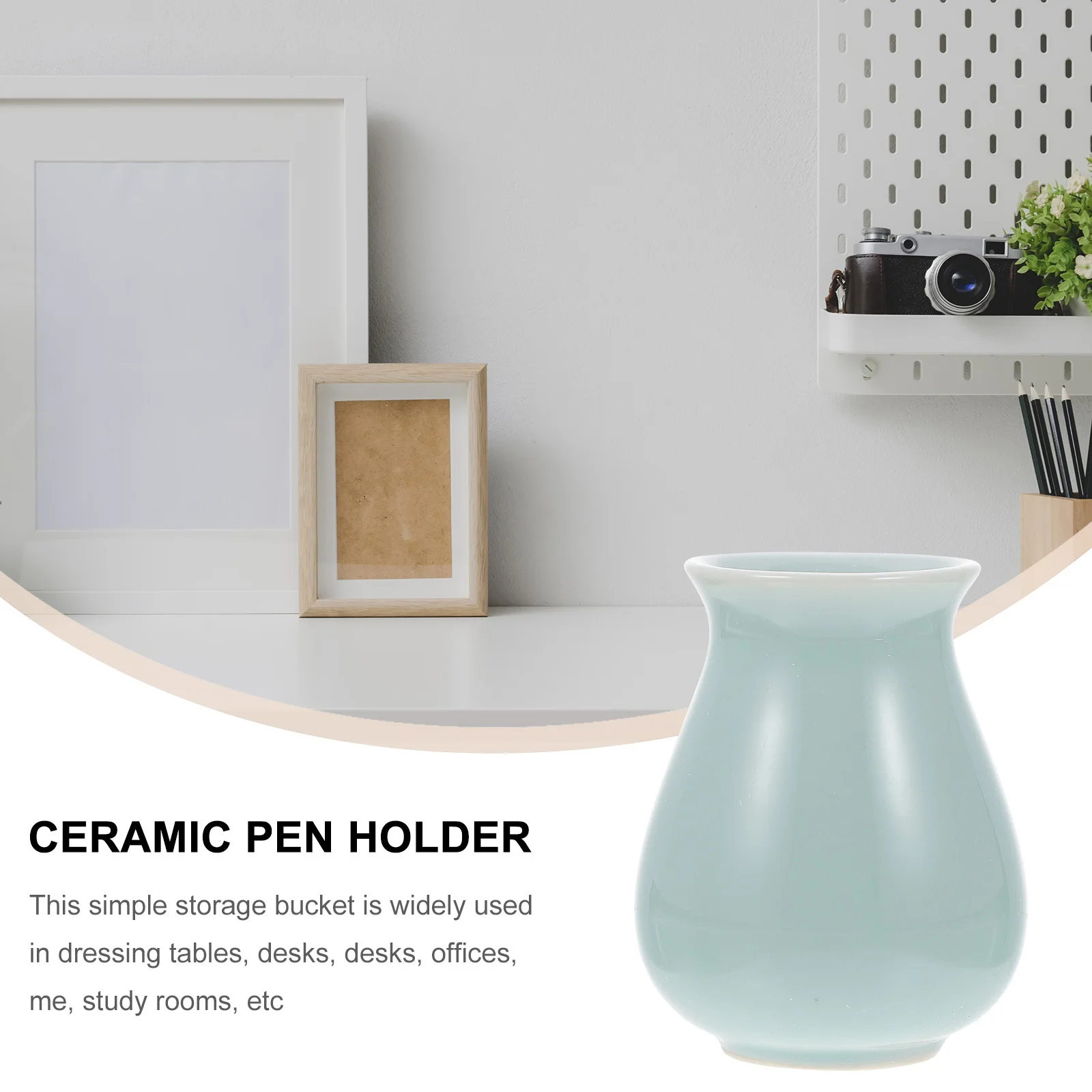 

1Pcs Ceramic Pen Holder Round Desktop Pencil Organizer Multipurpose Storage Container for Office Study Makeup