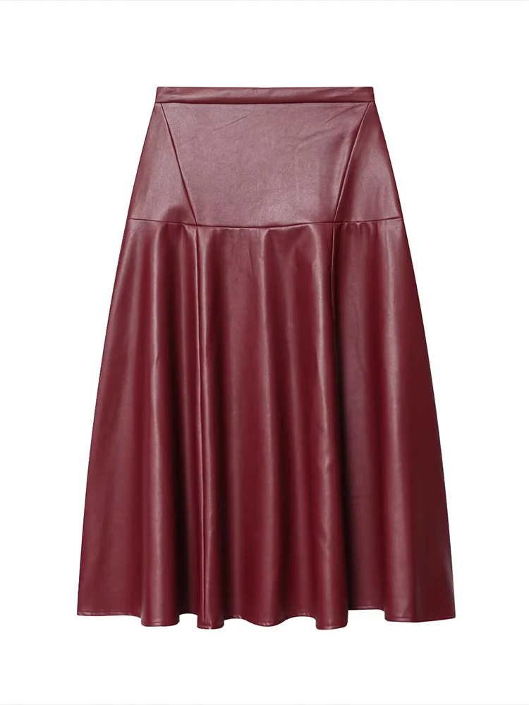 

Новая женская мода в европейском стиле, универсальная темпераментная простая свободная юбка-миди из искусственной кожи А-силуэта