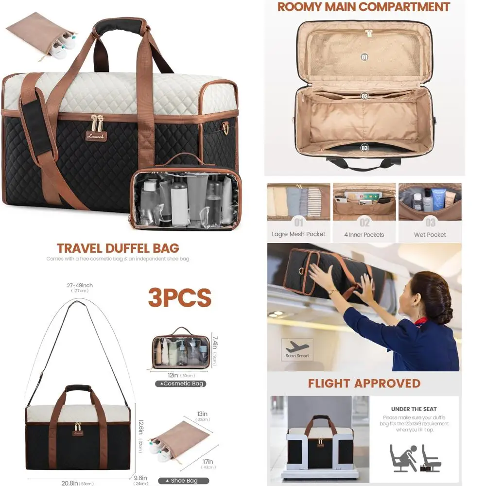 

Carry-On Weekender Travel Bag Set with Toiletry and Wet Pocket, 3-Piece, Overnight and Weekend Use