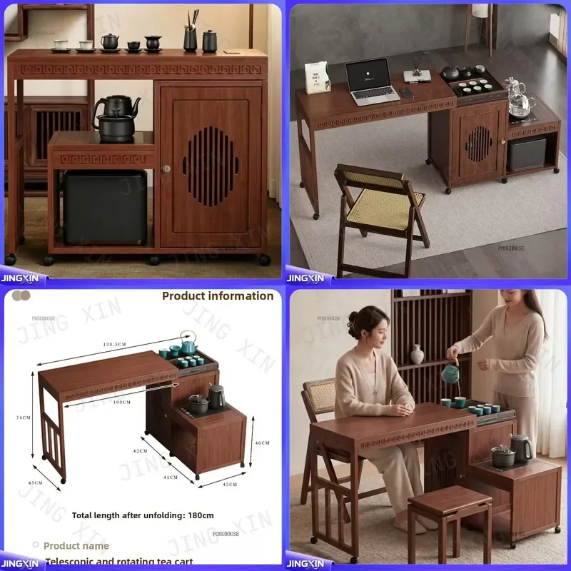custom for Zen Rotating Executive Desk 360 Swivel Office Table with Tea Cart Modern Home Living Room Study Furniture