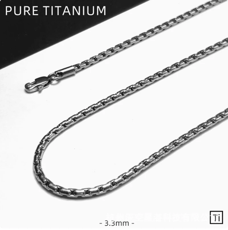 Fashion 3.3mm TA1 Pure Titanium Snake Chain Necklace For Men Women Unisex Long Collarbone Chain Allergy-Free Ti Chain Necklaces