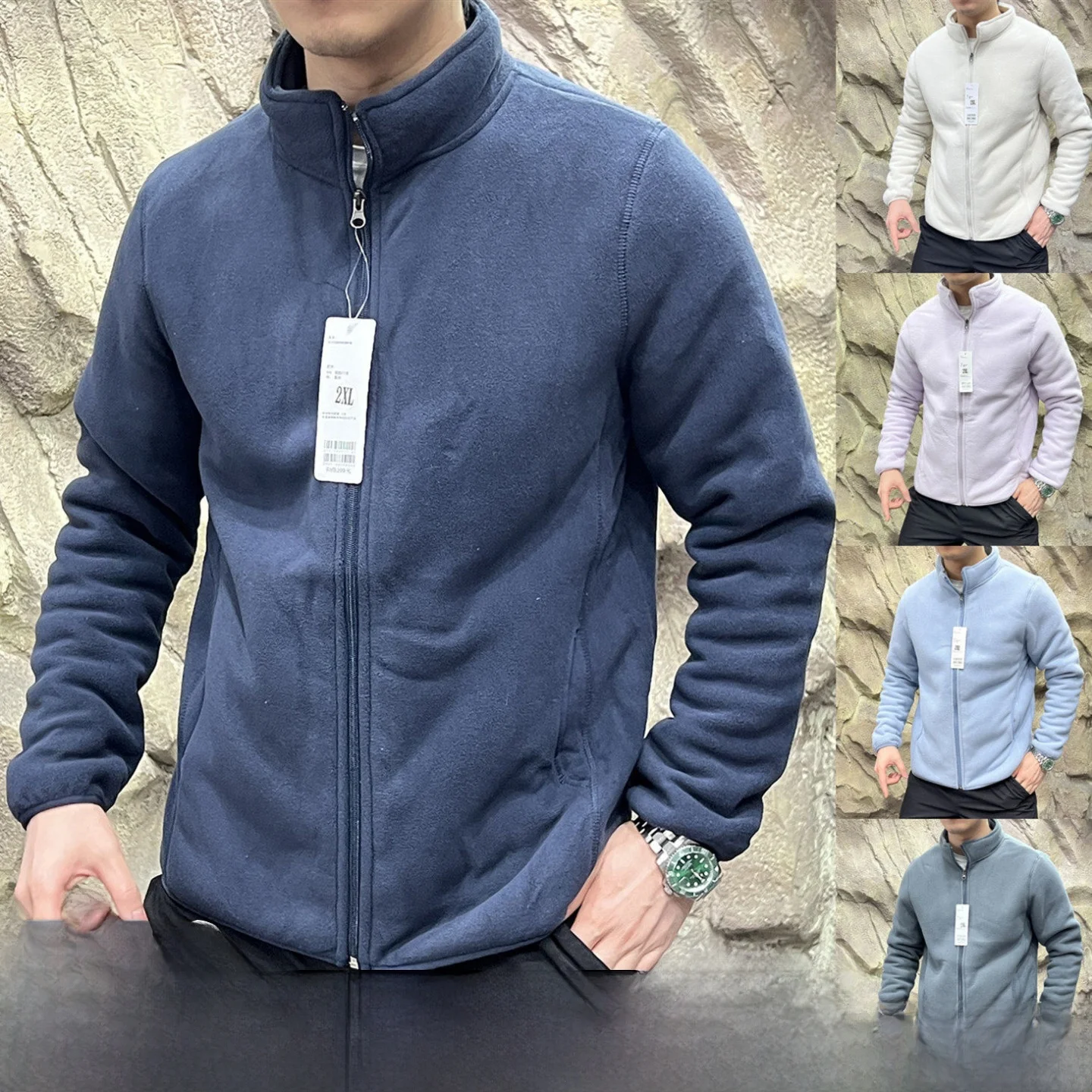 

Теплая куртка из меха ягненка для пар, осень-зима, мужская и женская куртка-стойка, двухслойная, из полиэстера, повседневная, на молнии...