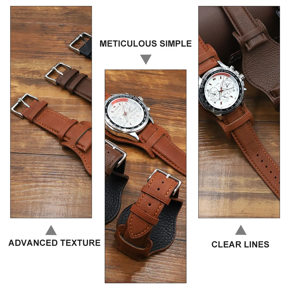 

Strap Anti-Metal Allergy Watchband Belt Tray Top Layer Cowhide Simple Wristband Office