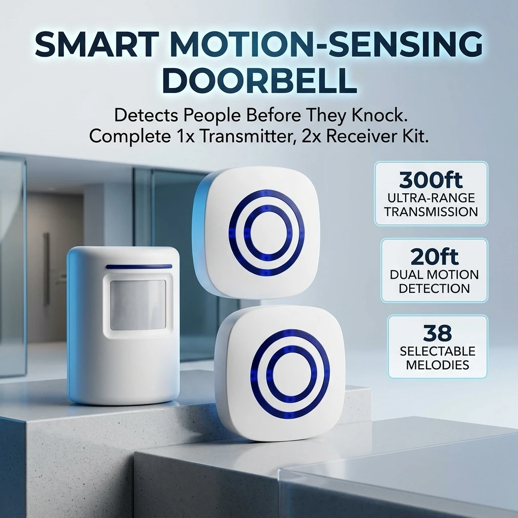 Wireless Doorbell with PIR Motion Sensor Infrared Detector Home Security Driveway Induction Alarm Welcome Shop Alert