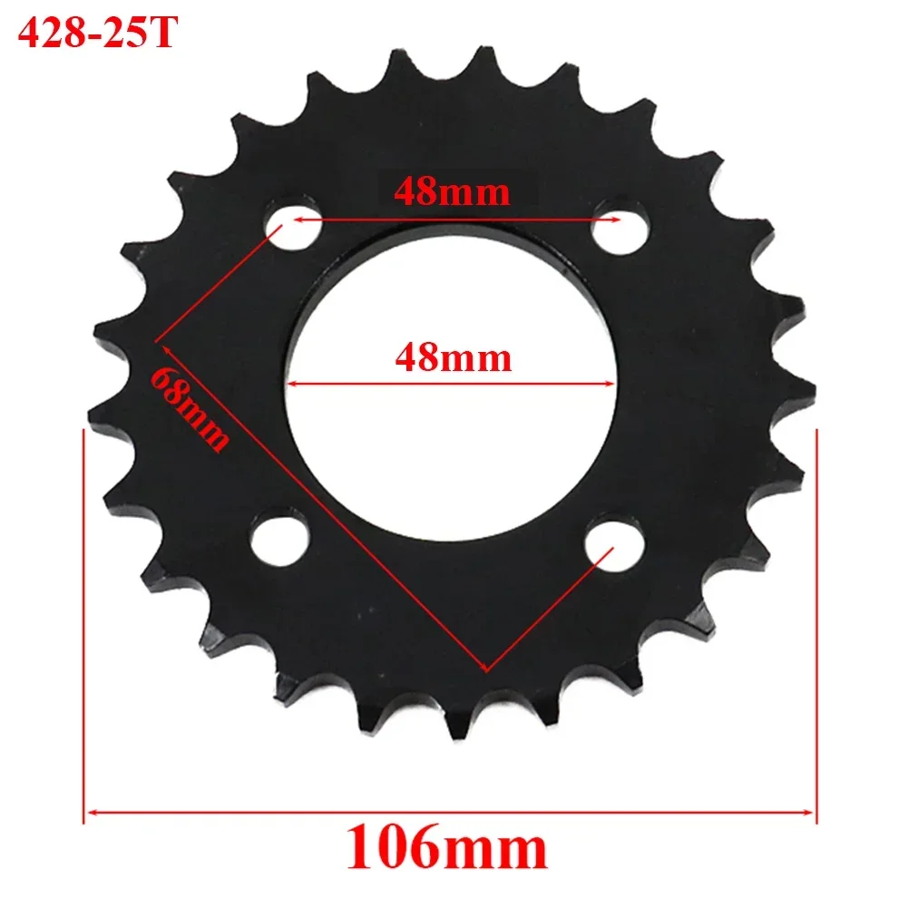 

428 25T 48MM Motorcycle Chain Sprocket Rear Rear Sprocket Gear Suitable for 428 Chain 110cc 125cc 140cc Mud Pit Bicycle Kart