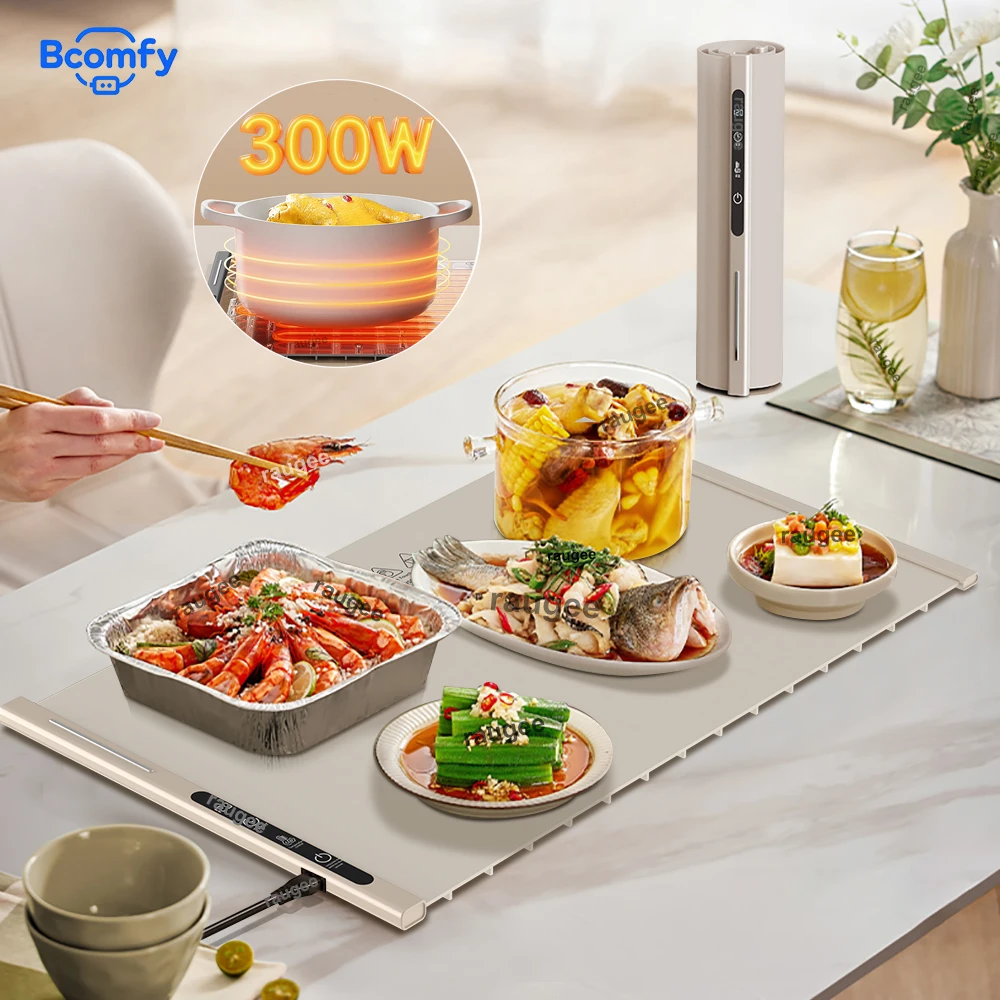 Electric Warming Tray Foldable Food Warmer Mat Portable Smart Food Fast Heating Plate Electric Warming Tray with 8 Tem Setting