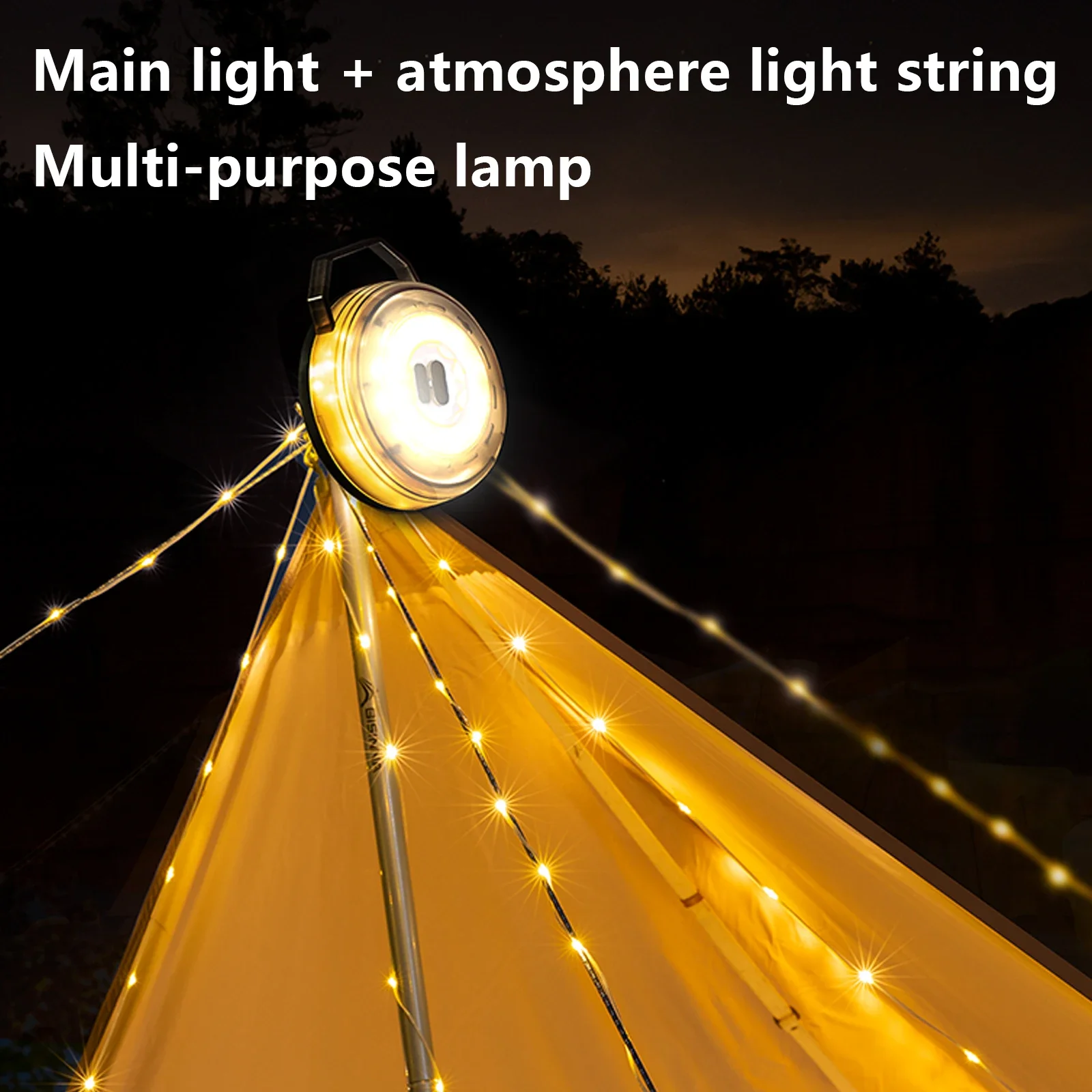 BISINNA LED Camping String Light Linterna de carga USB 2000mAh, IPX4 impermeable, linternas recargables