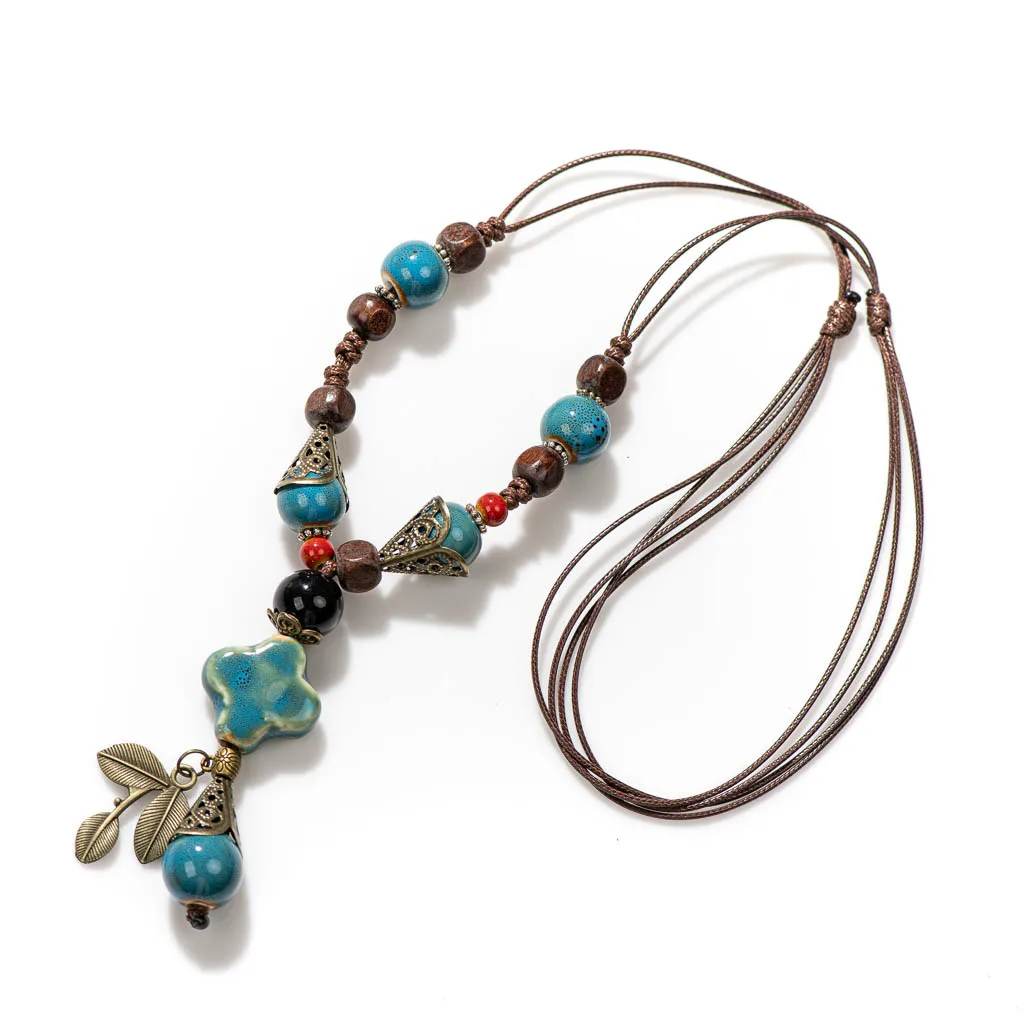 Bohemian Vintage handgemachte Halskette Keramik Perlen Anhänger Bulk Waren Großhandel Collier Femme Bohe Schmuck Zubehör 2X077