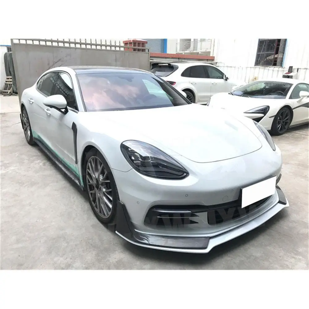 JXWANCF 2 PCS Side Skirt Apron Serat Karbon Kering Untuk Porsche Panamera 971 2017 2018 2019 Pelindung Bumper Pintu Mobil