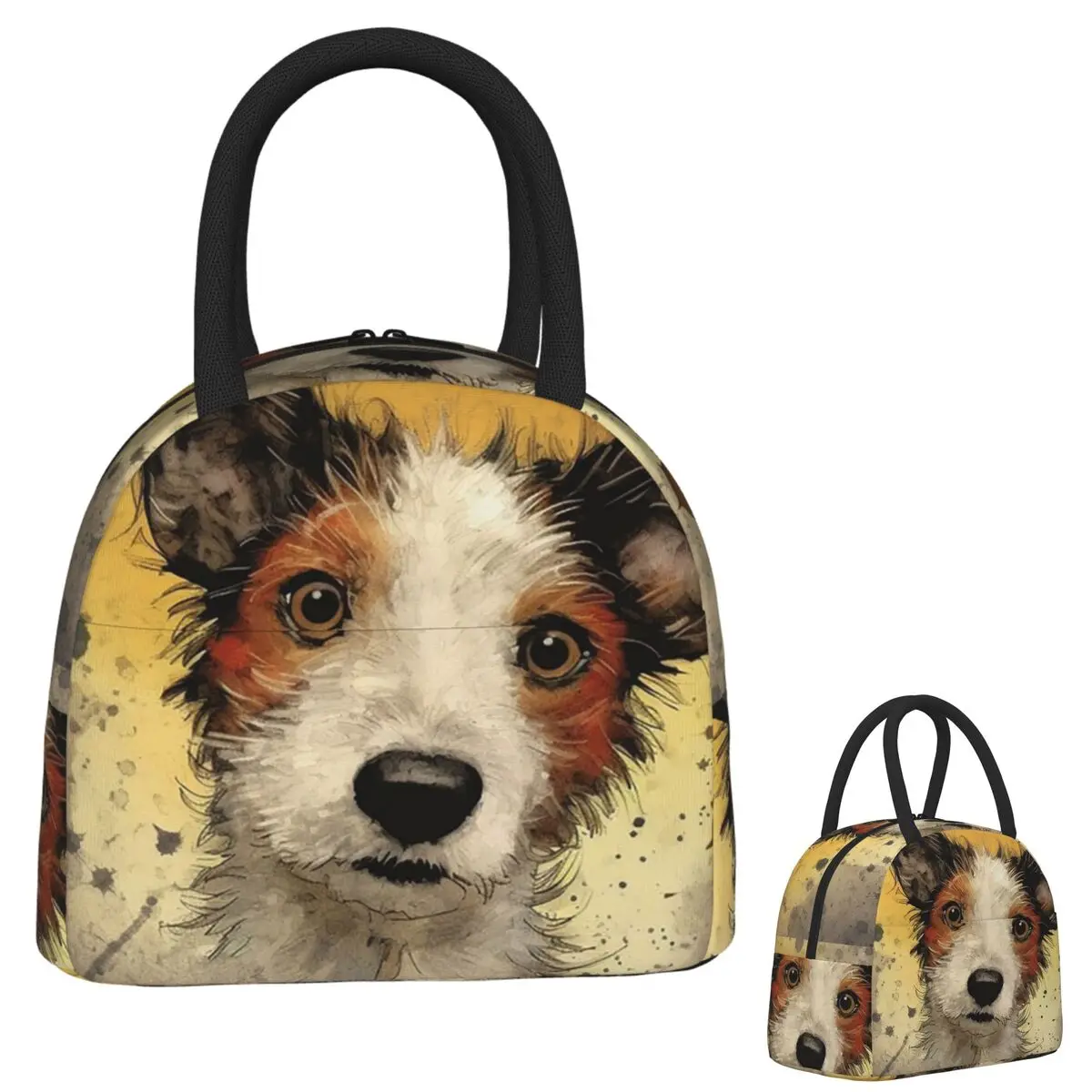 

Сумки для обеда с собакой Джек-рассел-терьером, изолированная коробка для бенто, портативная сумка для обеда, сумки для пикника, сумка-холодильник для женщин, студентов, путешествий