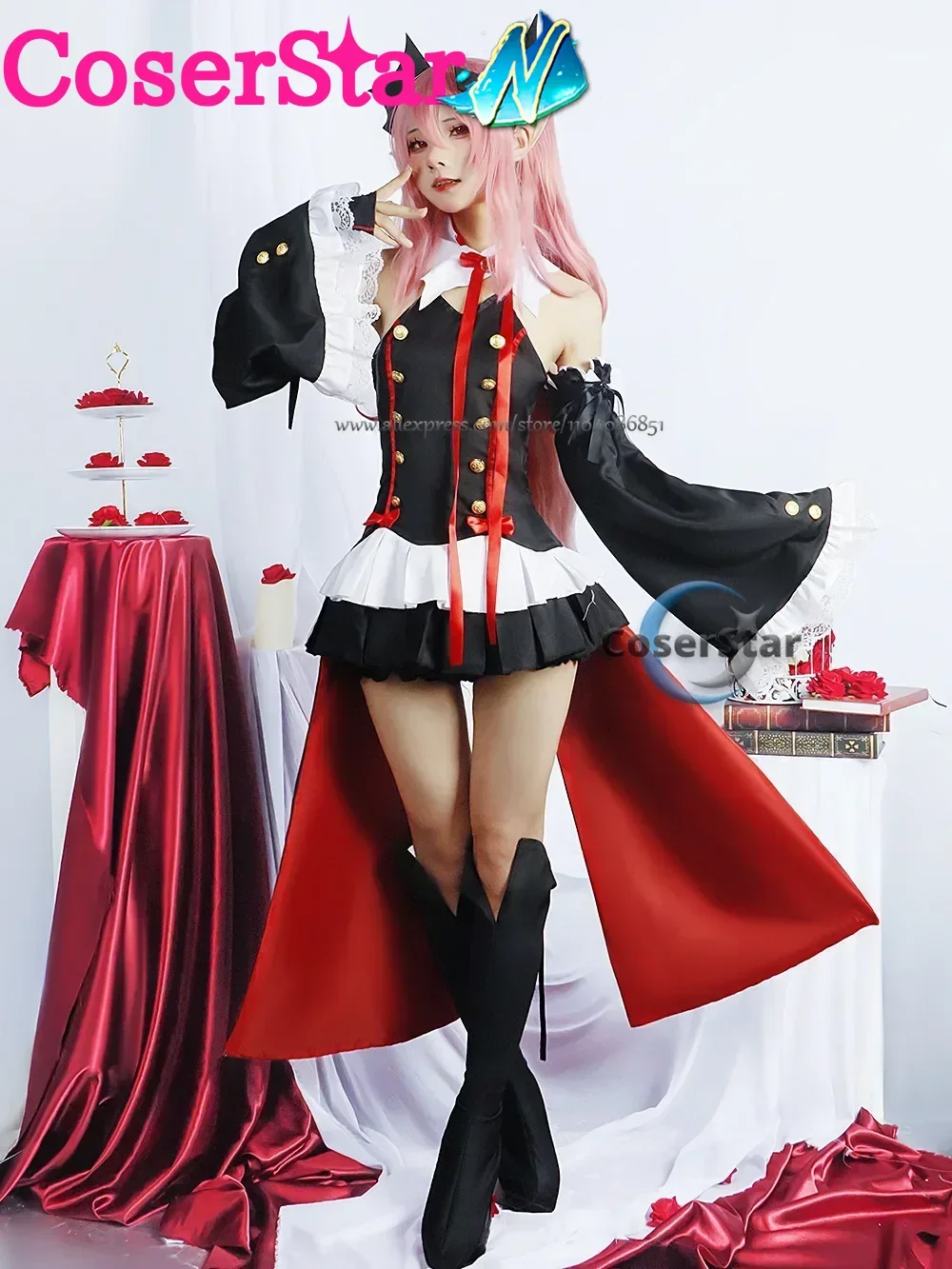 CoserStar-N en Stock Seraph of the End Krul Tepes disfraz de Cosplay conjunto completo Outfis traje de juego de rol Krul Tepes Cosplay peluca zapatos