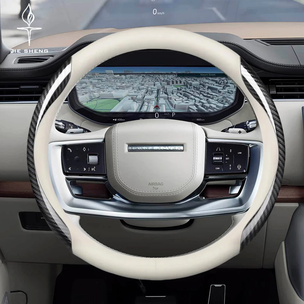 

Carbon Fiber Leather Car Steering Wheel Cover For Land Rover Defender Evoque Velar Discovery 4 Freelander Range Rover Sport