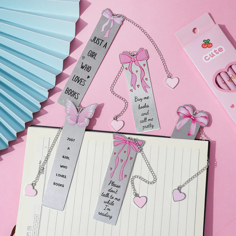 Sakura Pink Bow Bookmark | Elegant Stainless Steel Lifetime Color Preserving · Ritual Gift for Female Readers