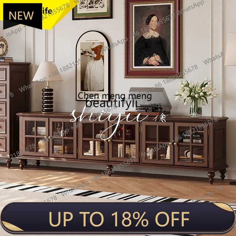 

P178 TV cabinet French retro solid wood American storage medium and ancient TV cabinet