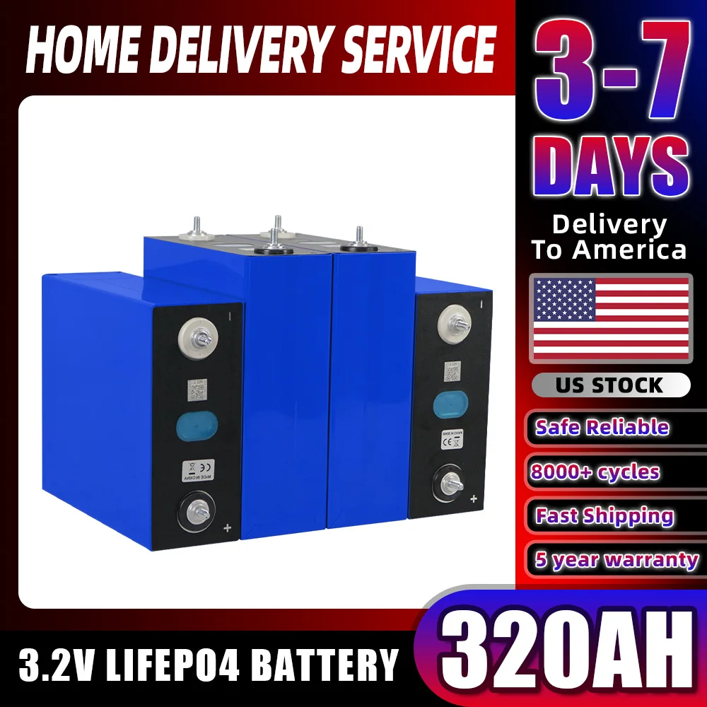 

Аккумулятор LiFePO4 3.2V 320Ah (США) для самостоятельной сборки 12V 24V 48V, перезаряжаемые элементы с долгим сроком службы (8000+ циклов) для кемпинга, лодок, активного отдыха