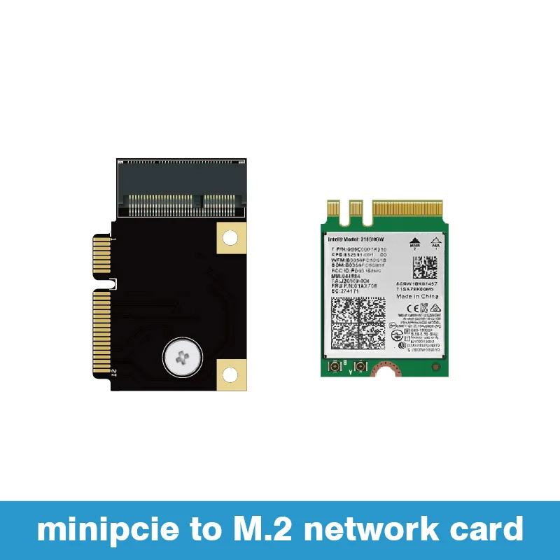 Tarjeta adaptadora media MiniPCIe a M.2 Nic, actualización AX200, Y510p, reemplaza las tarjetas de red M2 MPCIe, conexiones en ángulo izquierda y derecha