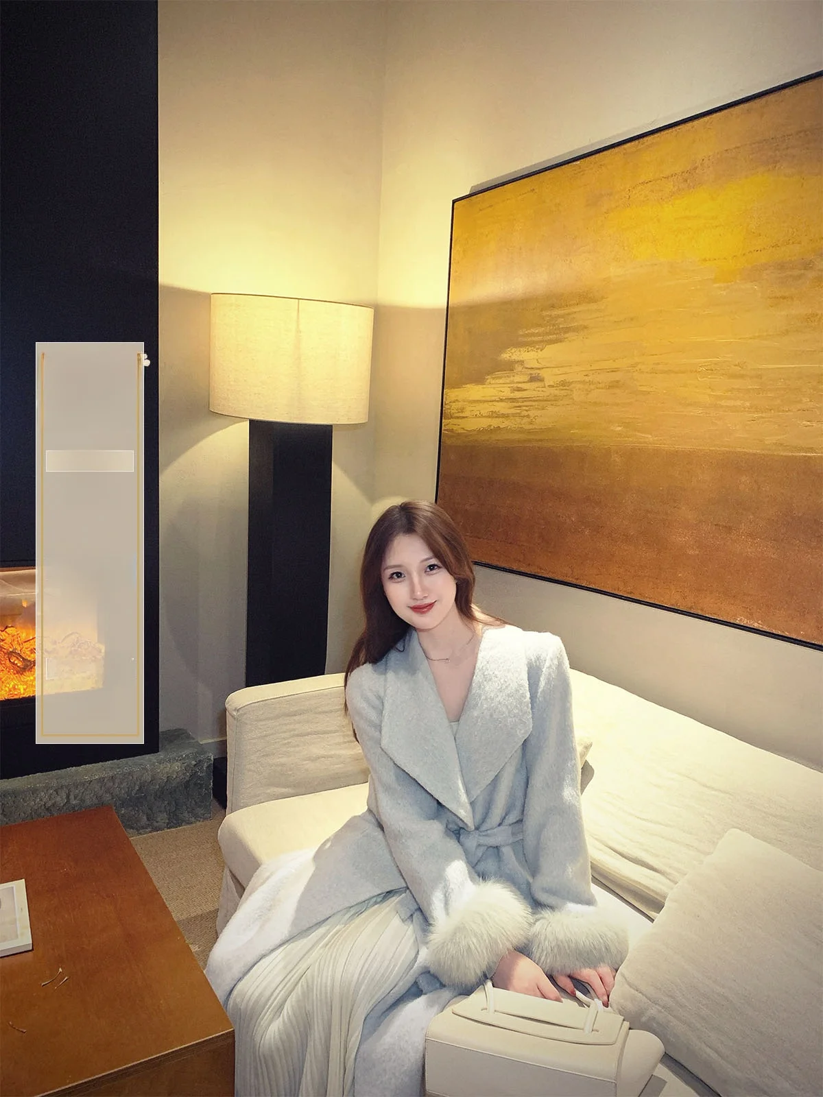 

Винтажное длинное шерстяное пальто Zhaouzhen: теплое зимнее пальто с меховой отделкой, воротником-стойкой и утеплением для женщин