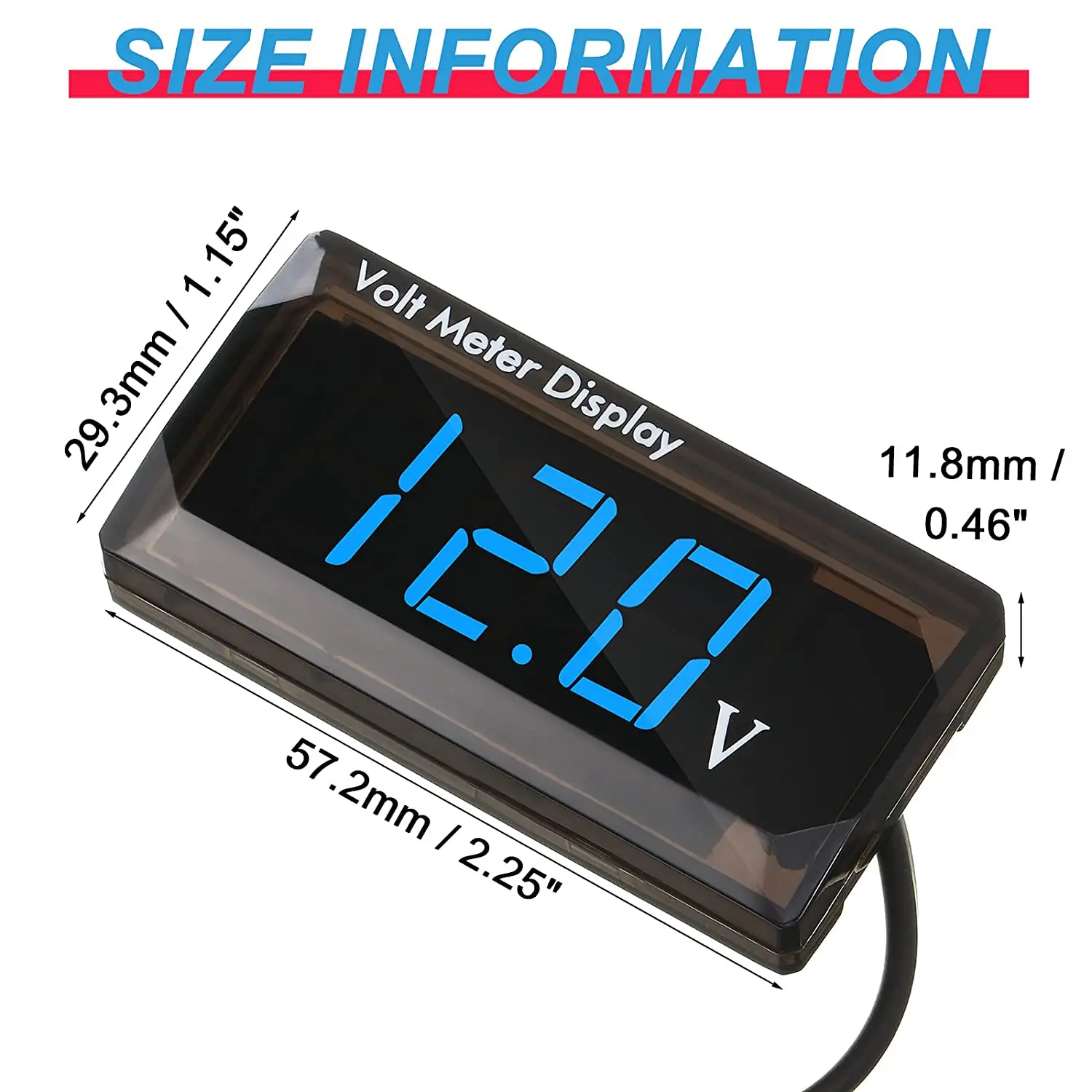 Car Digital Voltmeter 12V Voltage Meter Car Audio Gauge LED Display 12V Meter Waterproof Voltage Gauge Meter for Car Motorcycle