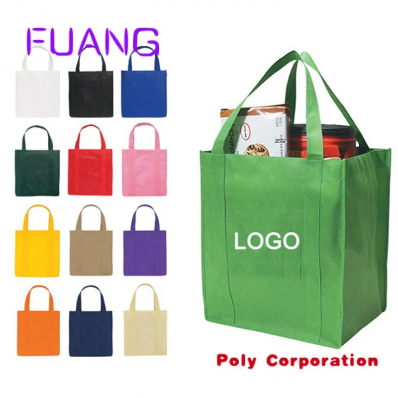 Custom  Custom logo print supermarket eco reusable shopping tote non woven bag